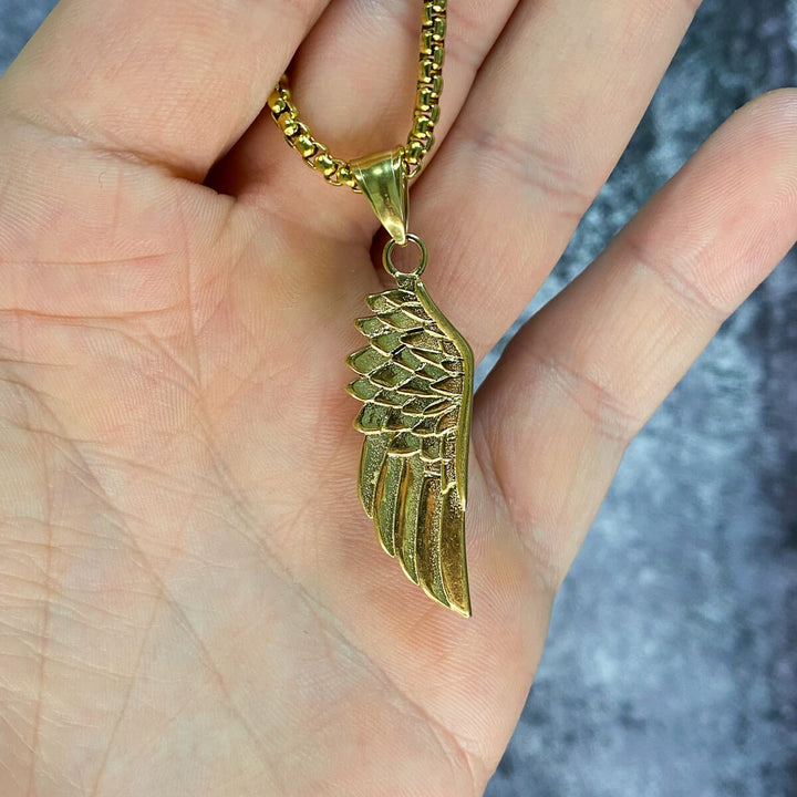 Steel necklace wing pendant (steel 316L)