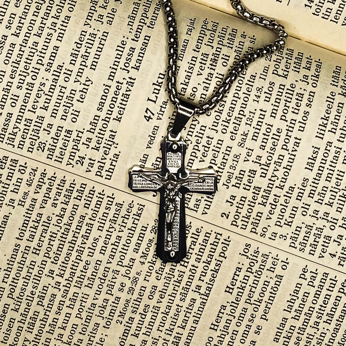 Inri cross pendant steel necklace 60cm (steel 316L)