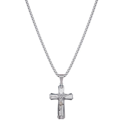 Inri cross pendant steel necklace 60cm (steel 316L)