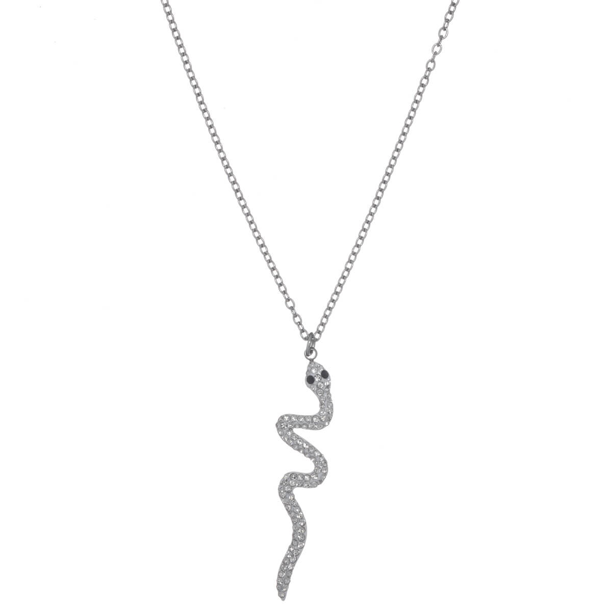 Glittering snake pendant necklace 40cm (steel 316L)