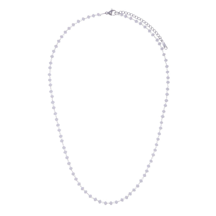 Chamfered pearl steel necklace 43cm (steel 316L)