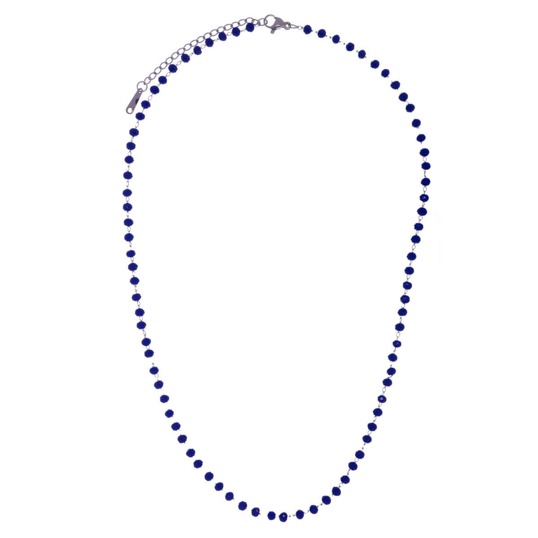 Chamfered pearl steel necklace 43cm (steel 316L)