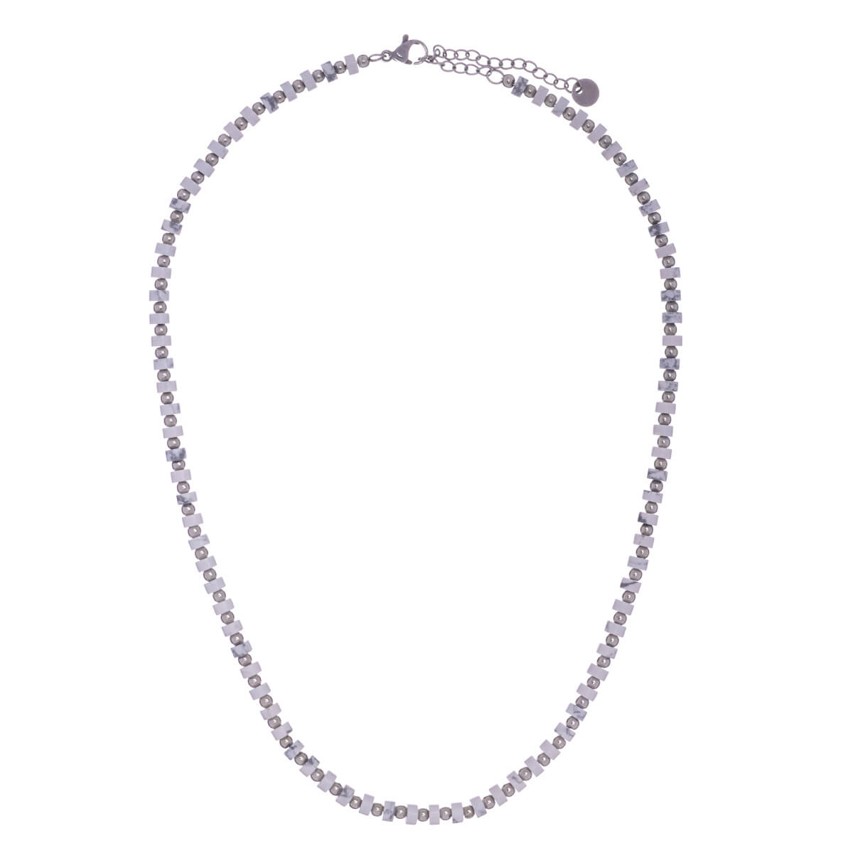 Stone bead steel necklace 40cm +5cm (Steel 316L)