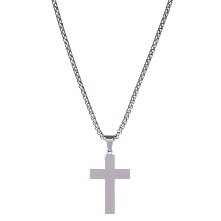 Cross pendant steel necklace 60cm (steel 316L)