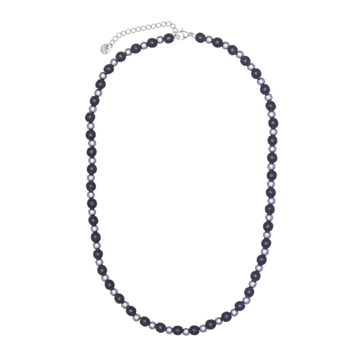 Ceramic pearl steel necklace 46cm +5cm (Steel 316L)