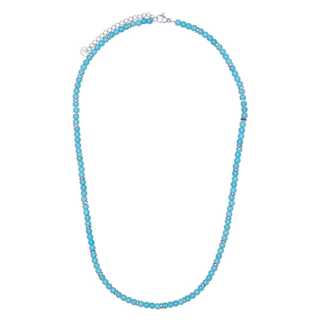 Ceramic pearl steel necklace 46cm +5cm (Steel 316L)