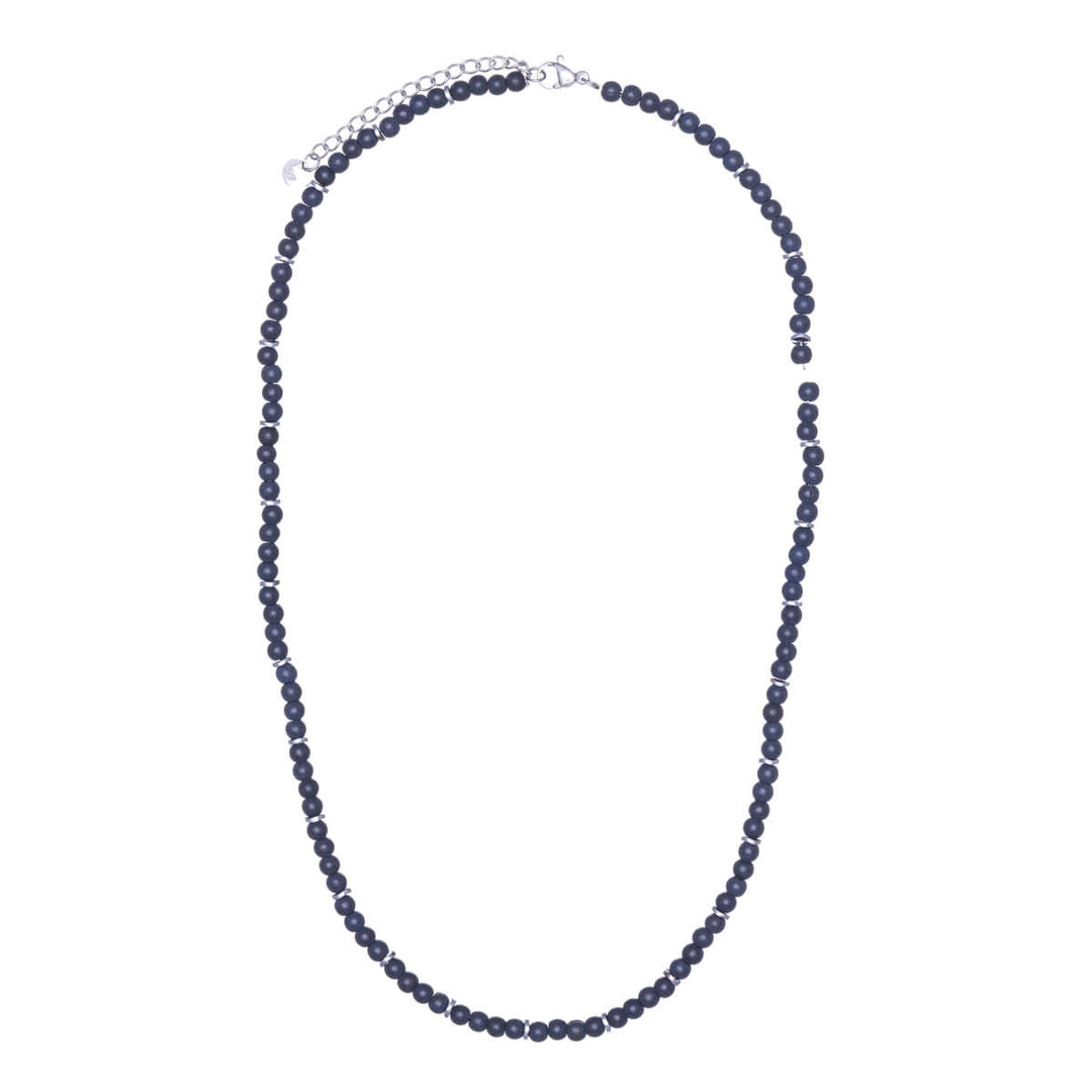 Ceramic pearl steel necklace 46cm +5cm (Steel 316L)