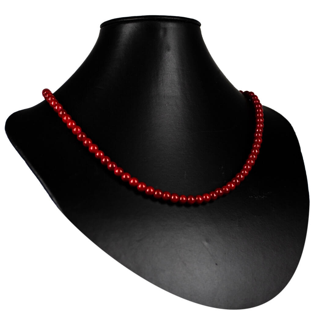 Red glass beads 48cm
