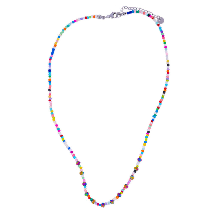 Thin bead necklace 43cm +5cm (Steel 316L)