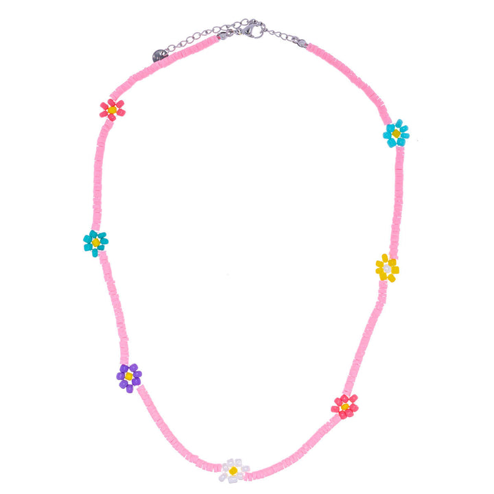 Flower neck beads necklace 40cm +5cm (Steel 316L)