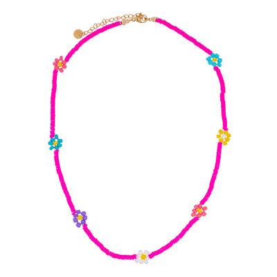Flower neck beads necklace 40cm +5cm (Steel 316L)