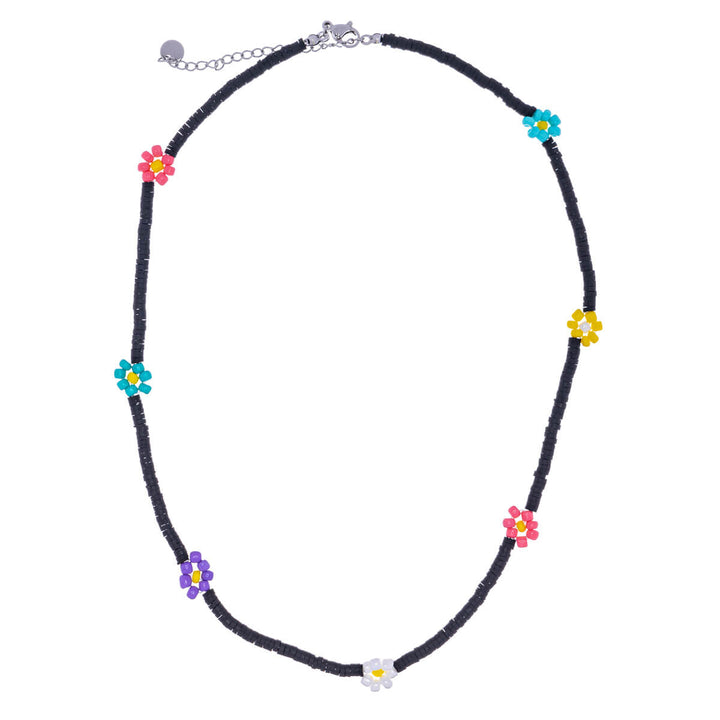 Flower neck beads necklace 40cm +5cm (Steel 316L)