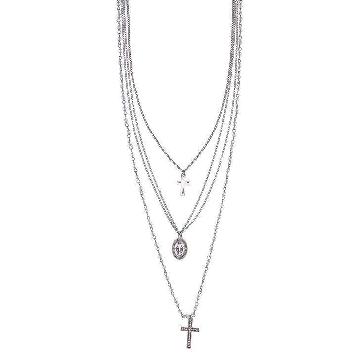 Three chain cross necklace