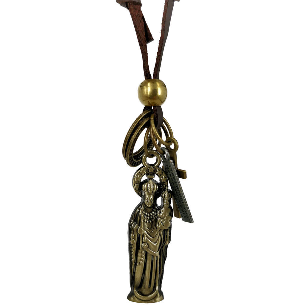 Pope -pendant in a leather ribbon
