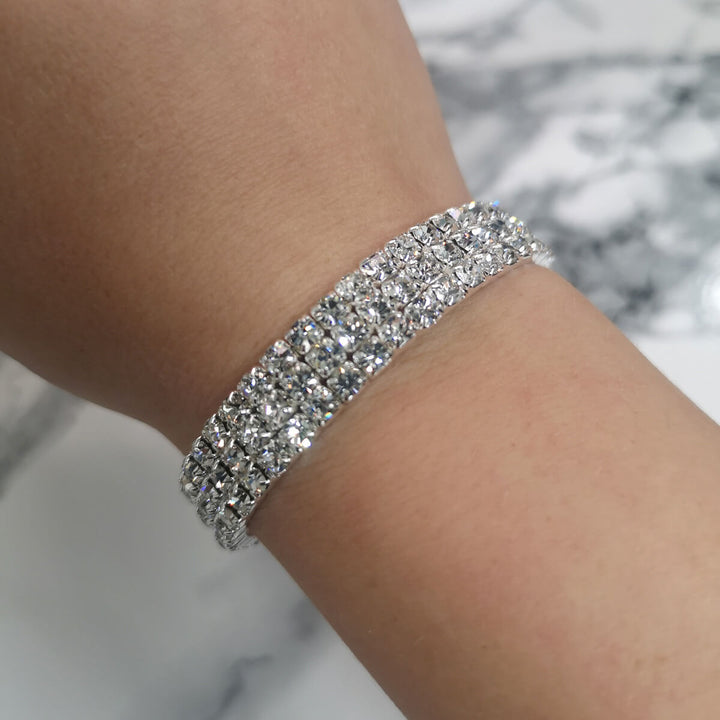 Elastic rhinestone bracelet 3 rows