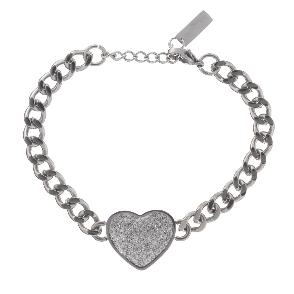 Heart bracelet with armoured chain (steel)