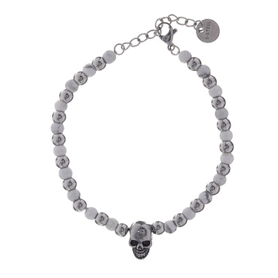 Steel bead bracelet skull