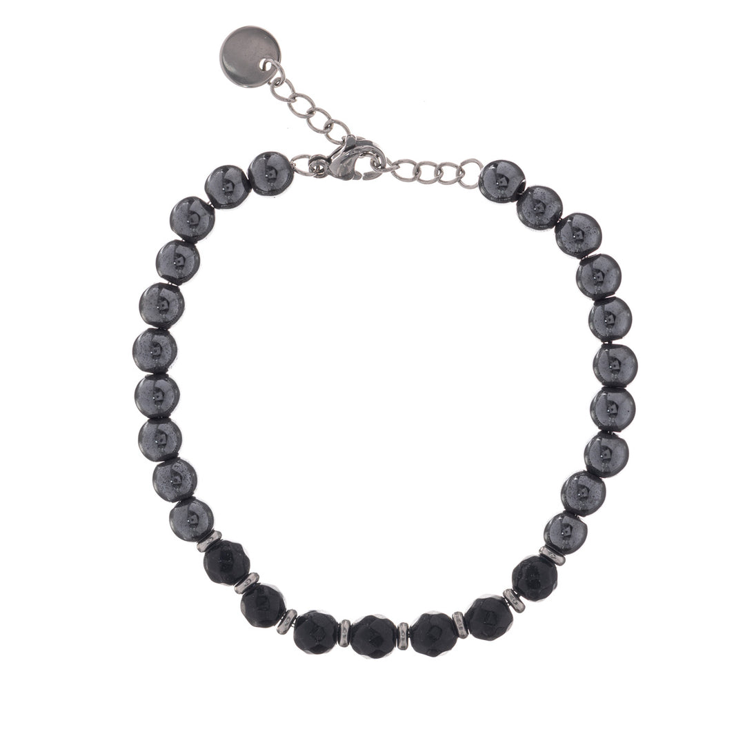 Stone beads steel bracelet