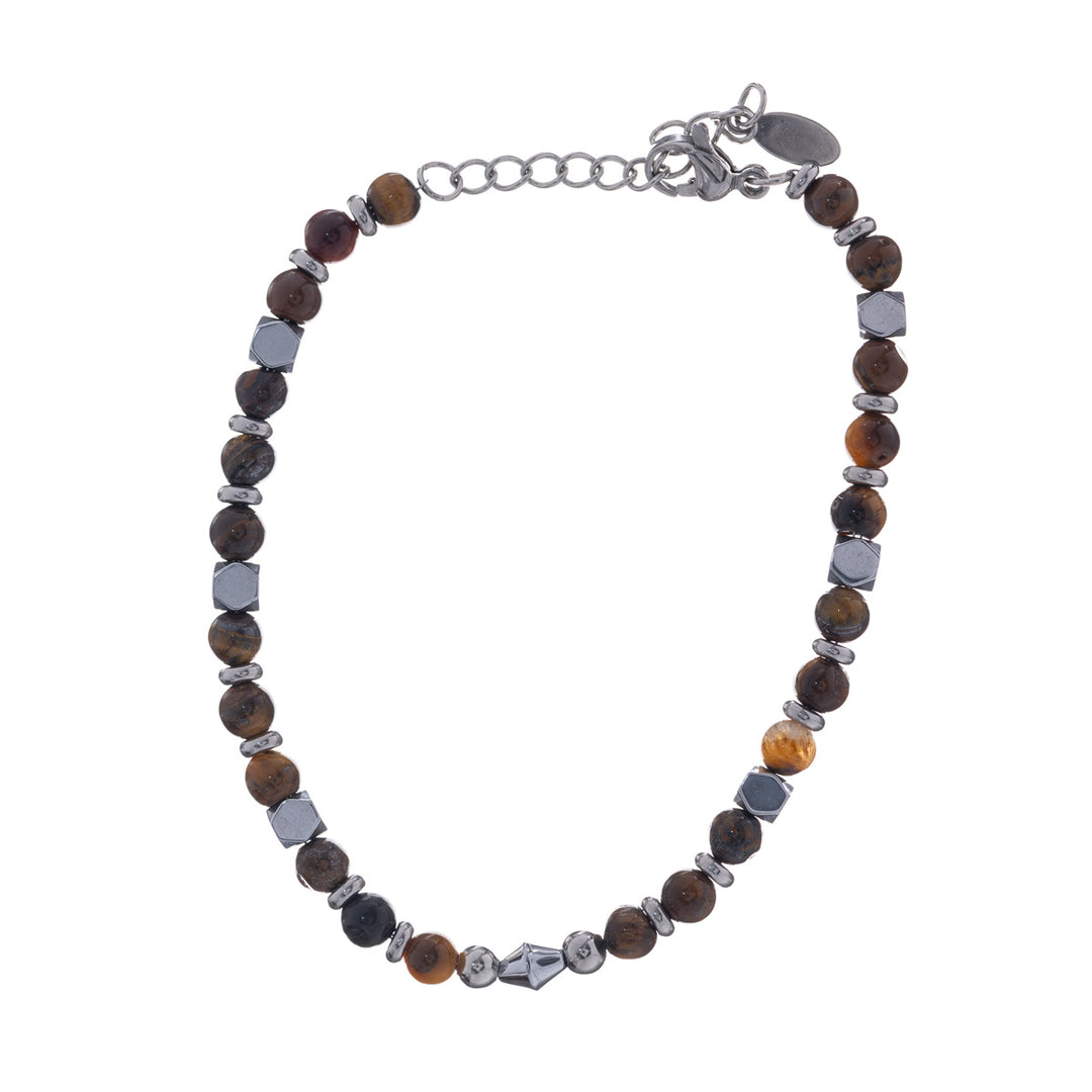 Stone beads steel bracelet