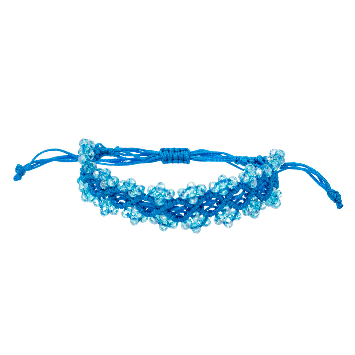 Fabric bracelet with glass beads