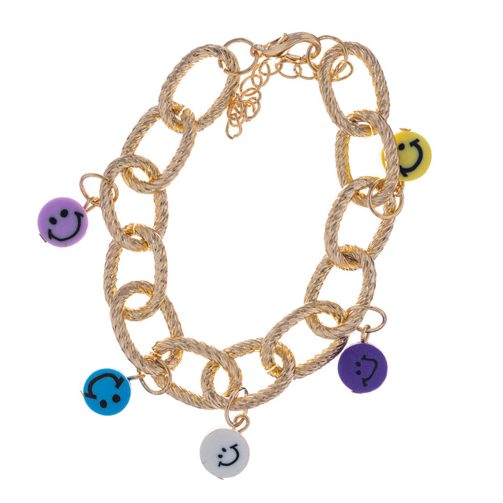 Cable chain bracelet with Smile pendants