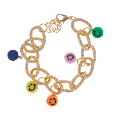 Cable chain bracelet with Smile pendants