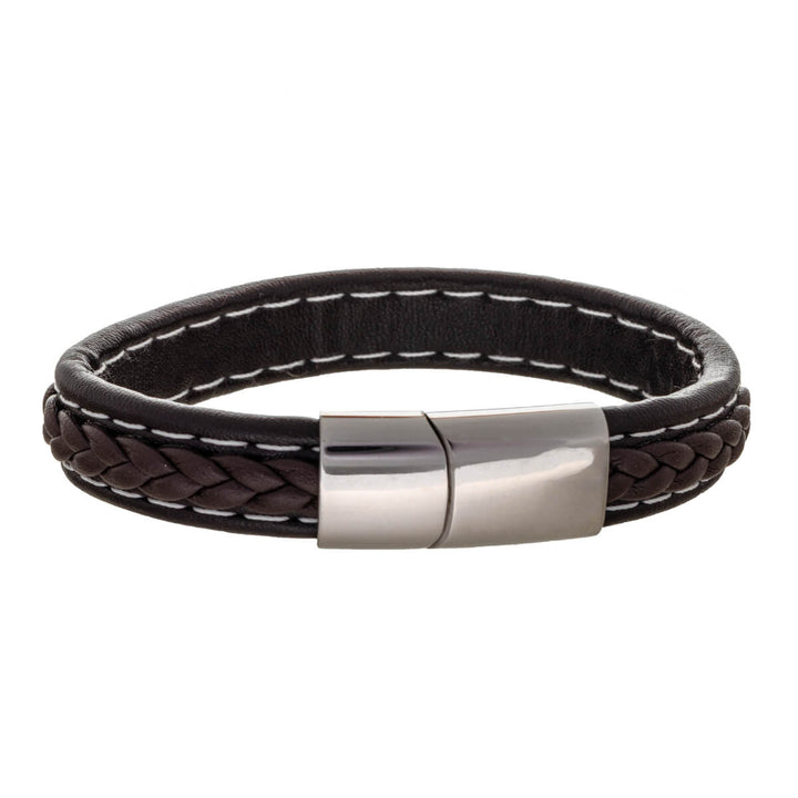 Artificial leather bracelet 20cm (steel)