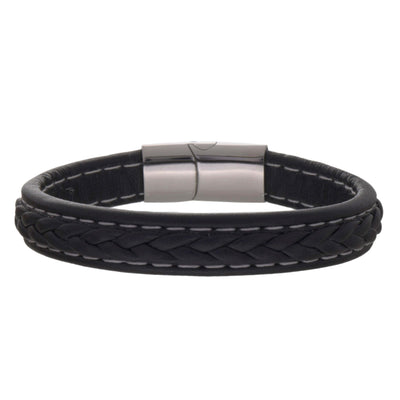 Artificial leather bracelet 20cm (steel)