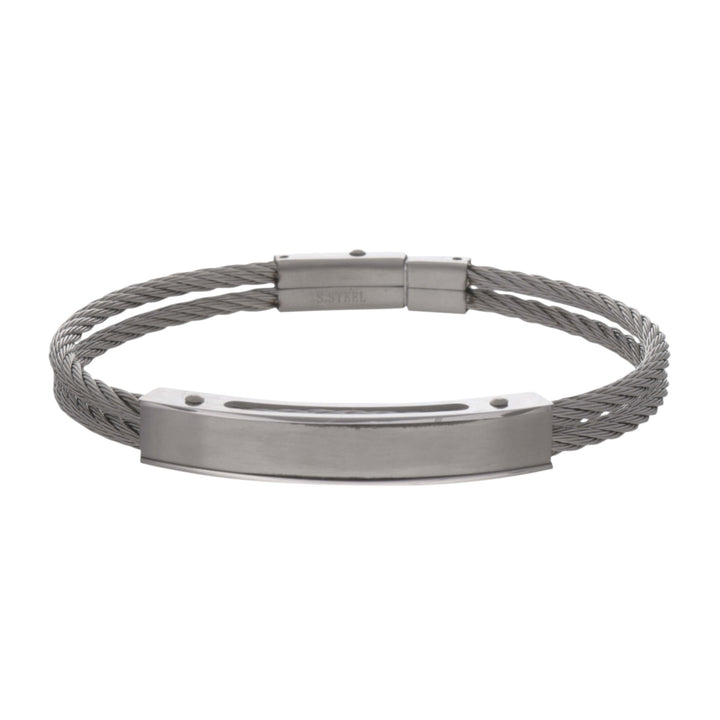 Steel wire bracelet with bracelet plate (steel 316L)