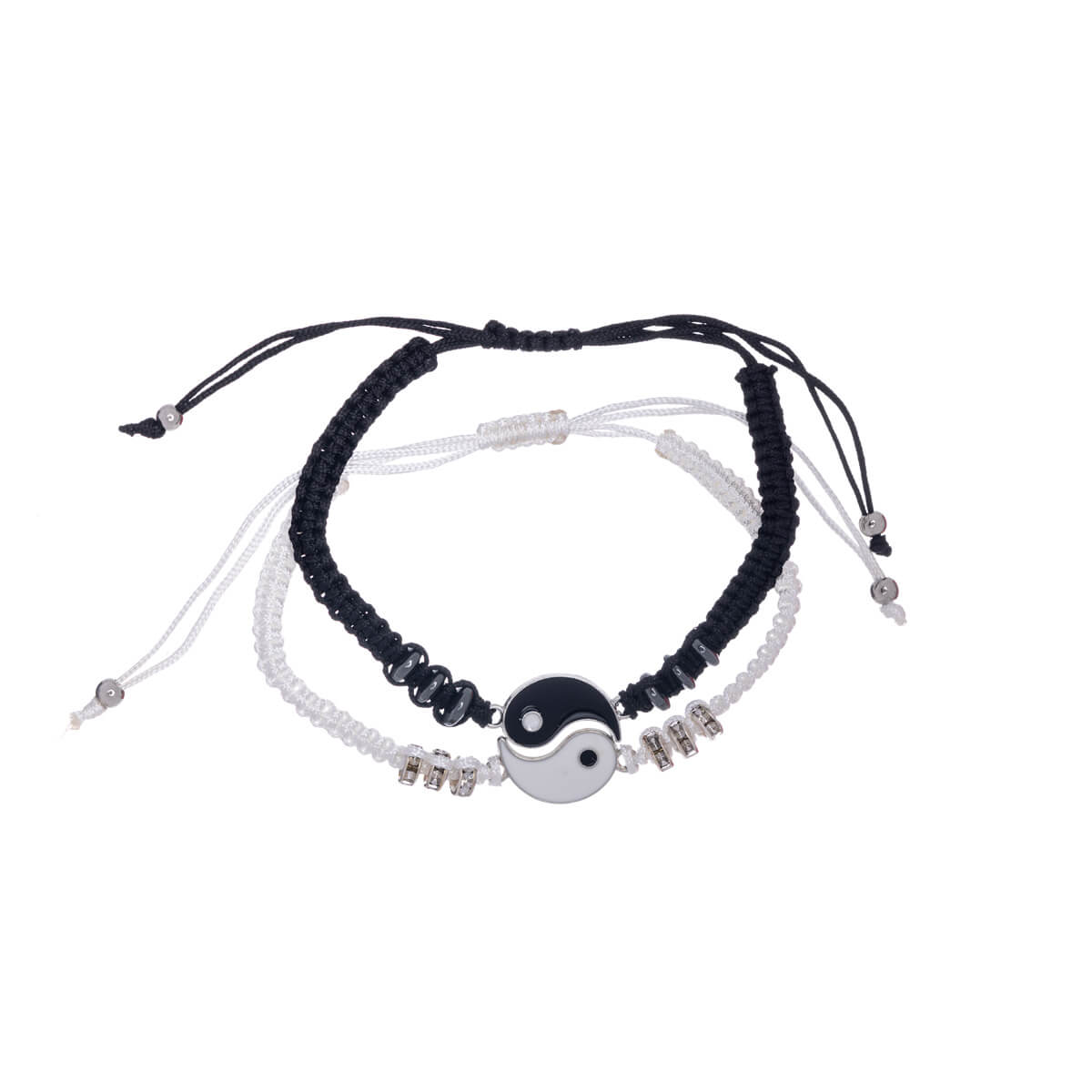 Yin yang friendship bracelet adjustable bracelet 2pcs