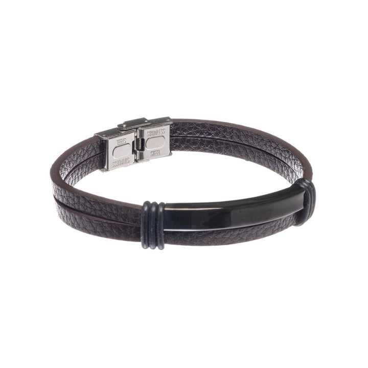 Two row leatherette bracelet (Steel 316L)