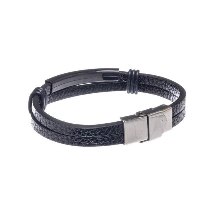 Two row leatherette bracelet (Steel 316L)