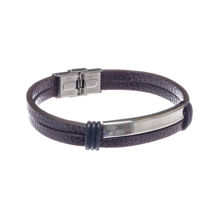 Two row leatherette bracelet (Steel 316L)