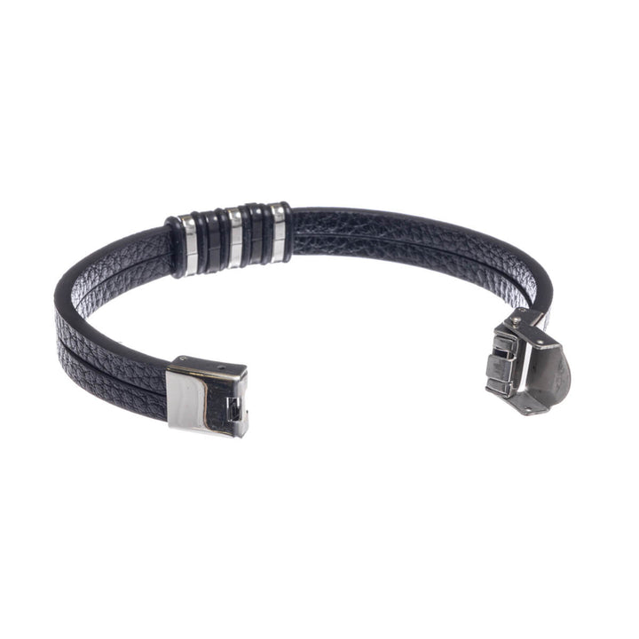 Two row leatherette bracelet (Steel 316L)