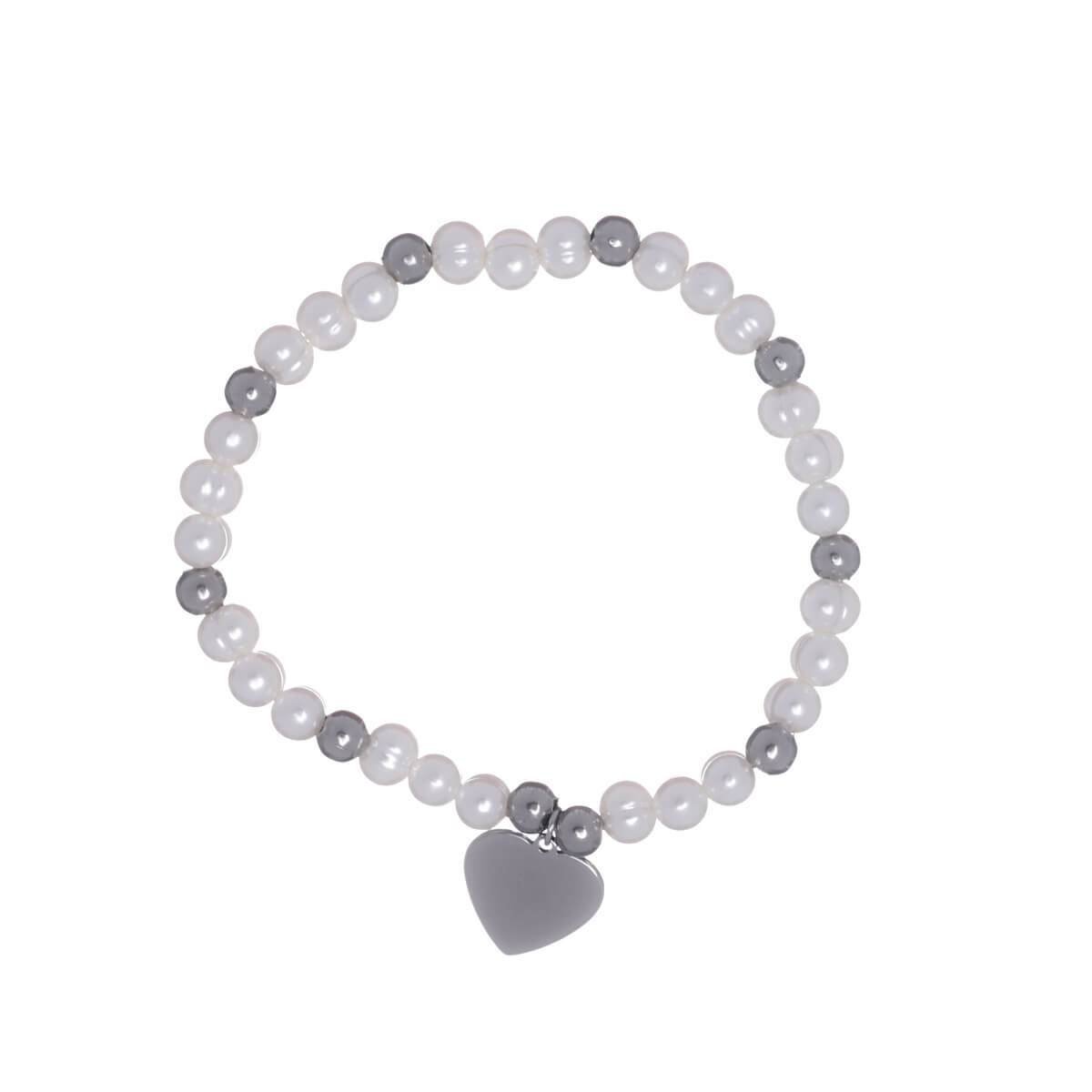 Elastic bead bracelet with heart pendant (Steel 316L)
