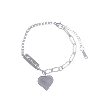 Heart pendant bracelet Lucky Girl (Steel 316L)