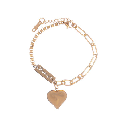 Heart pendant bracelet Lucky Girl (Steel 316L)