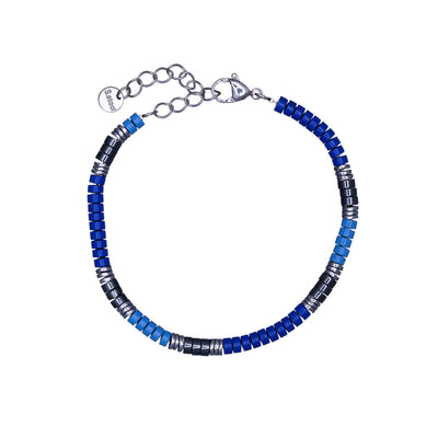 Coloured bead bracelet on steel chain (Steel 316L)