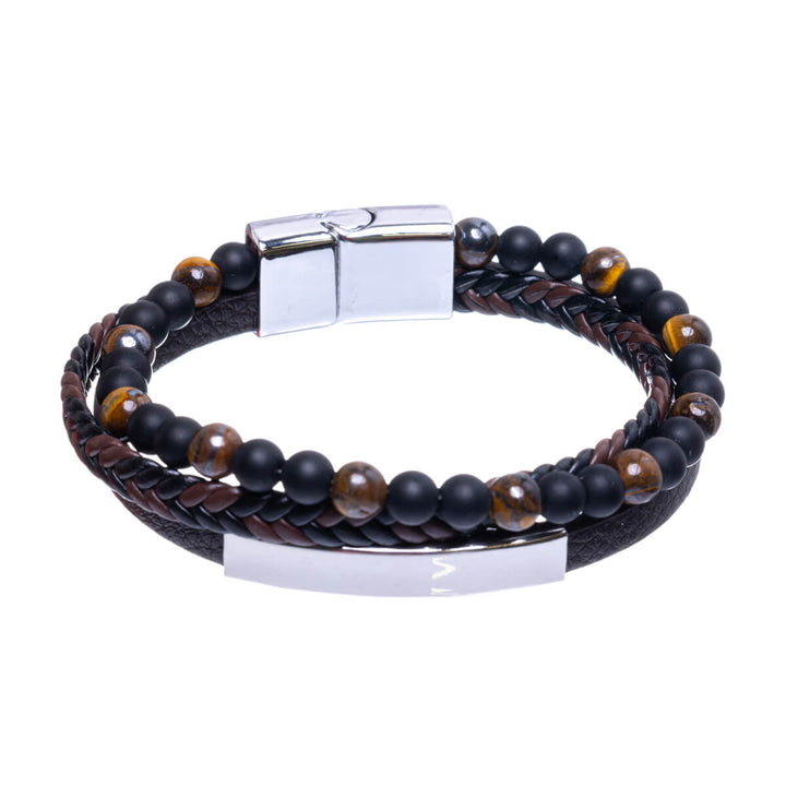 Three row bracelet with beads (Steel 316L)