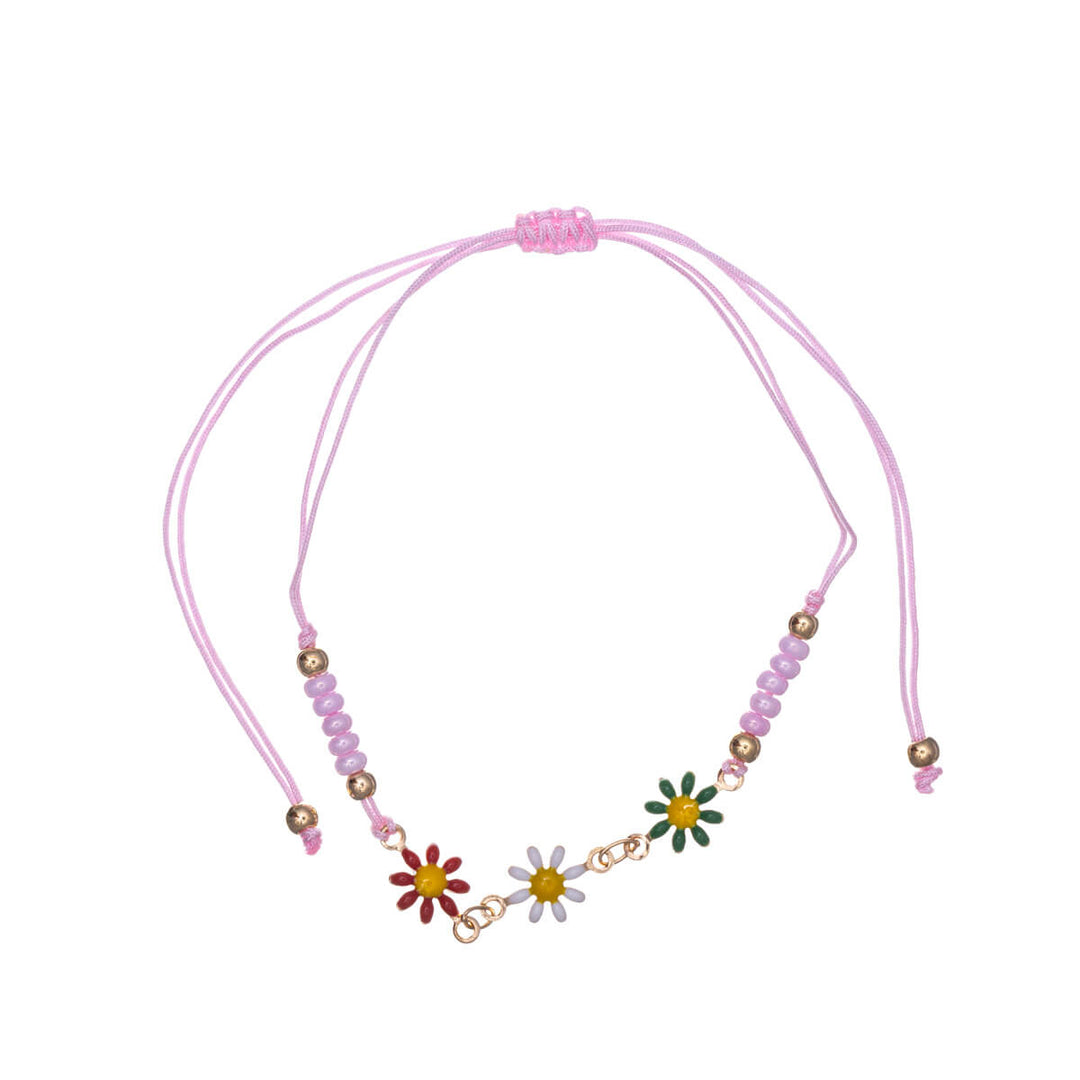 Adjustable daisy bracelet with beads