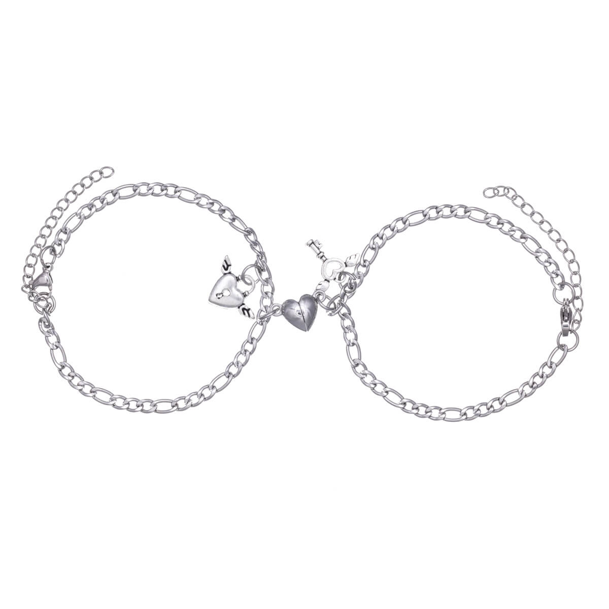 Love bracelet friend bracelet figaro chain 2pcs (Steel 316L)