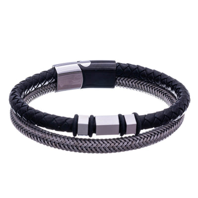 Double row bracelet with angled steel beads 21cm (Steel 316L)