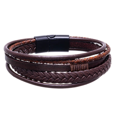 Five row leather bracelet 20cm