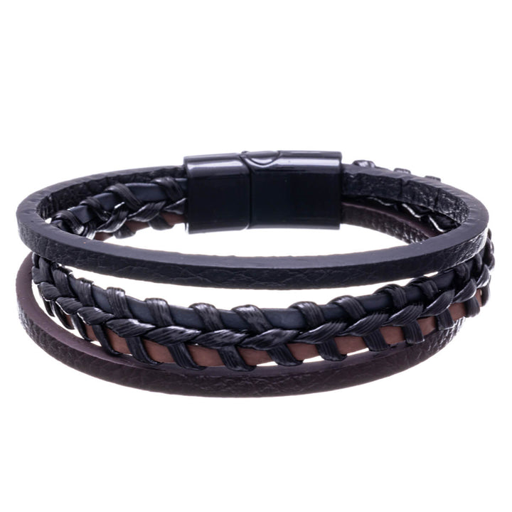 Three row leather bracelet 21cm