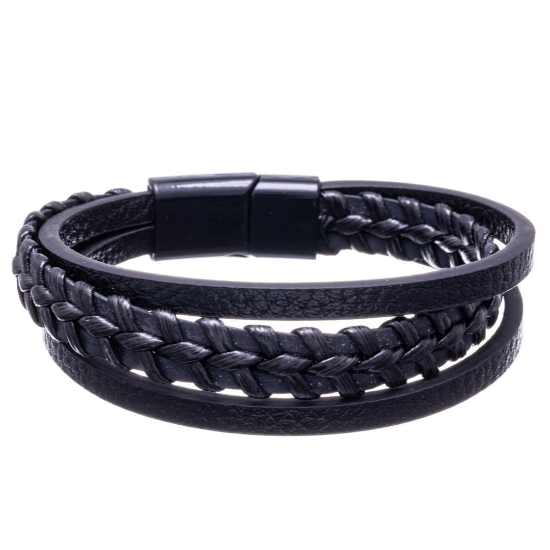 Three row leather bracelet 21cm