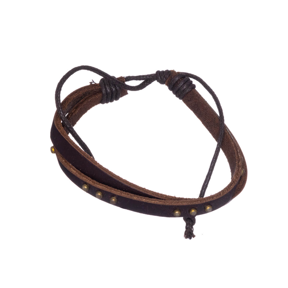 Adjustable artificial leather bracelet with rivets 1pc