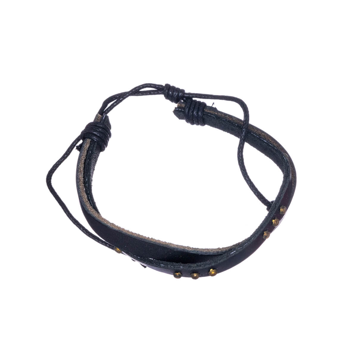 Adjustable artificial leather bracelet with rivets 1pc