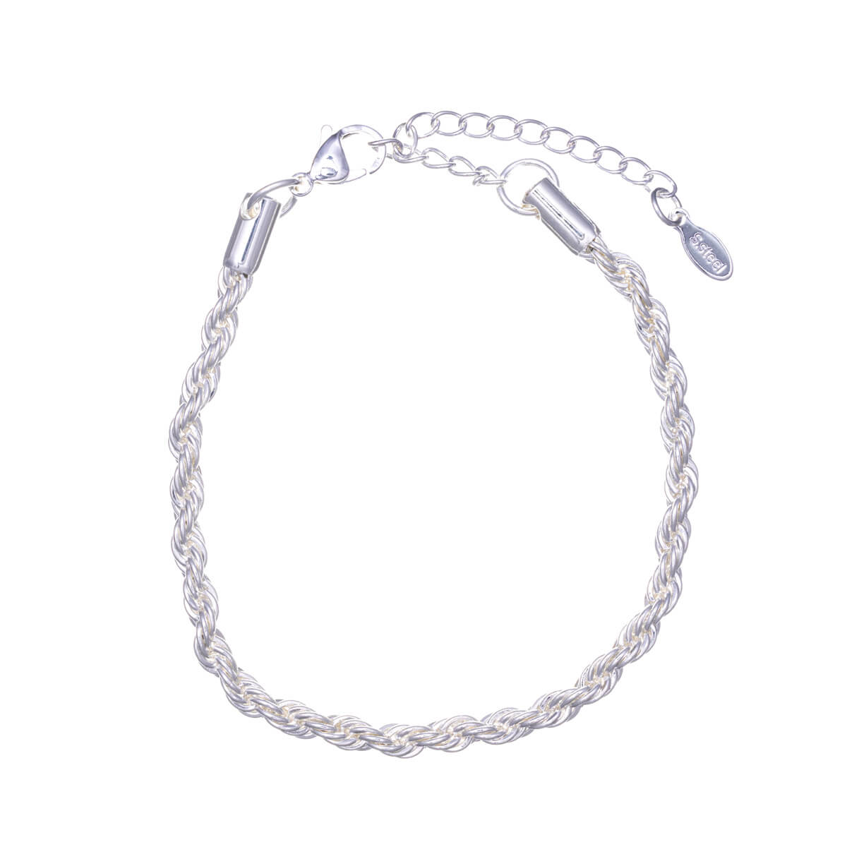 Rope chain bracelet cordell-chain 4mm 18cm +5cm (Steel 316L)