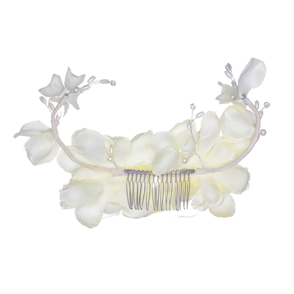 Fabric flower shaped hairpiece with side comb