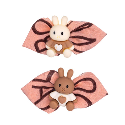 Children's hair clip with teddy bear and bow 2pcs